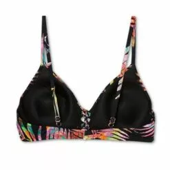Women's Lightly Lined Strappy Front Detail Bikini Top - Shade & Shore™ Black Tropical Print -Swimsuits Popular Store unnamed file 4580