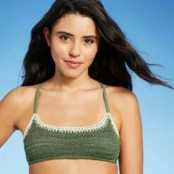 Juniors' Crochet Bralette Bikini Top - Xhilaration™ Sage Green -Swimsuits Popular Store unnamed file 4660
