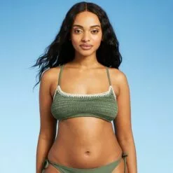 Juniors' Crochet Bralette Bikini Top - Xhilaration™ Sage Green -Swimsuits Popular Store unnamed file 4661