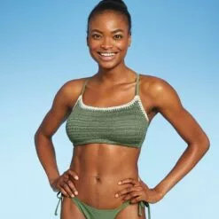 Juniors' Crochet Bralette Bikini Top - Xhilaration™ Sage Green -Swimsuits Popular Store unnamed file 4670