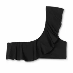 Women's One Shoulder Flounce Bikini Top - Kona Sol™ Black -Swimsuits Popular Store unnamed file 4694