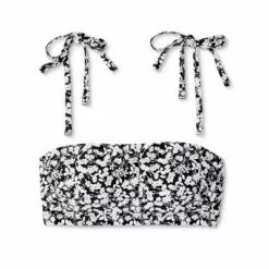 Women's Shoulder Tie Bandeau Bikini Top - Kona Sol™ Black/White -Swimsuits Popular Store unnamed file 4711