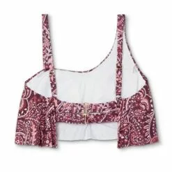 Women's Post Mastectomy One Shoulder Flounce Longline Bikini Top - Kona Sol™ Burgundy