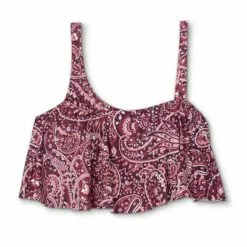 Women's Post Mastectomy One Shoulder Flounce Longline Bikini Top - Kona Sol™ Burgundy -Swimsuits Popular Store unnamed file 4725