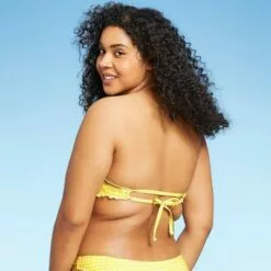 Juniors' Textured Gingham Bandeau Bikini Top - Xhilaration™ Yellow -Swimsuits Popular Store unnamed file 4733