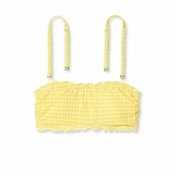 Juniors' Textured Gingham Bandeau Bikini Top - Xhilaration™ Yellow -Swimsuits Popular Store unnamed file 4734