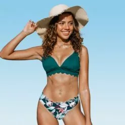 Women's Scalloped Edge V Neck Printed Bottom Bikini - Cupshe -Swimsuits Popular Store unnamed file 480