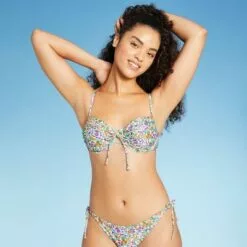 Juniors' Tie-Front Underwire Bikini Top - Xhilaration™ Multi Floral Print -Swimsuits Popular Store unnamed file 4845