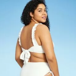 Women's Ruffle Strap Bikini Top - Sea Angel White -Swimsuits Popular Store unnamed file 4858