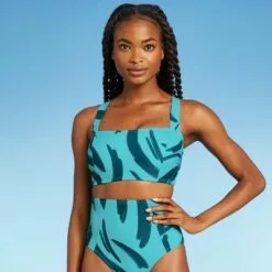 Women's Straight Neck Bikini Top - Kona Sol™ Blue -Swimsuits Popular Store unnamed file 4907