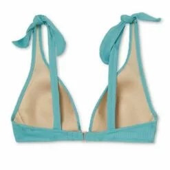 Women's Lightly Lined Ribbed Shoulder-Tie Triangle Bikini Top - Shade & Shore™ Light Teal -Swimsuits Popular Store unnamed file 4921