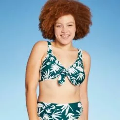 Juniors' Ribbed Tie-Front Longline Bralette Bikini Top - Xhilaration™ Teal Green Tropical Print 16 Juniors' Ribbed Tie-Front Longline Bralette Bikini Top - Xhilaration™ Teal Green Tropical Print -Swimsuits Popular Store unnamed file 4957