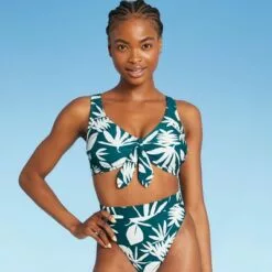 Juniors' Ribbed Tie-Front Longline Bralette Bikini Top - Xhilaration™ Teal Green Tropical Print 25 Juniors' Ribbed Tie-Front Longline Bralette Bikini Top - Xhilaration™ Teal Green Tropical Print -Swimsuits Popular Store unnamed file 4966