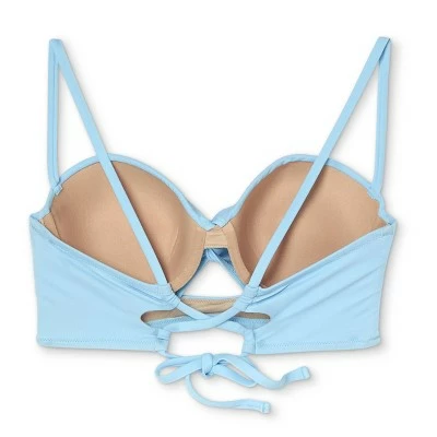 Women's Lightly Lined Longline Twist-Front Bikini Top - Shade & Shore™ Light Blue 8 Women's Lightly Lined Longline Twist-Front Bikini Top - Shade & Shore™ Light Blue - Image 6