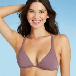 Women's Crochet Back Detail Triangle Bikini Top - Shade & Shore™ Dusk -Swimsuits Popular Store unnamed file 5003