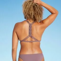 Women's Crochet Back Detail Triangle Bikini Top - Shade & Shore™ Dusk -Swimsuits Popular Store unnamed file 5005
