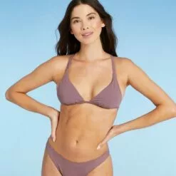 Women's Crochet Back Detail Triangle Bikini Top - Shade & Shore™ Dusk -Swimsuits Popular Store unnamed file 5009