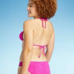 Juniors' Textured Tunneled Bralette Bikini Top - Xhilaration™ Hot Pink -Swimsuits Popular Store unnamed file 5016