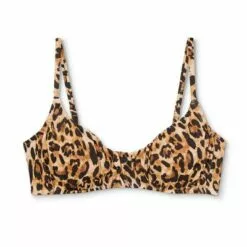 Women's Pleated Front Bralette Bikini Top - Shade & Shore™ Brown Animal Print -Swimsuits Popular Store unnamed file 5094