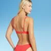 Women's Cut Out Detail Ribbed Longline Triangle Bikini Top - Shade & Shore™ Coral -Swimsuits Popular Store unnamed file 5174