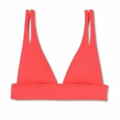 Women's Cut Out Detail Ribbed Longline Triangle Bikini Top - Shade & Shore™ Coral -Swimsuits Popular Store unnamed file 5178