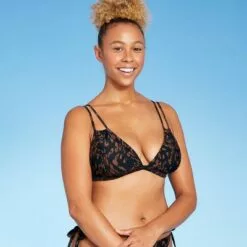 Women's Double Tunnel Triangle Bikini Top - Shade & Shore™ Black Animal Print -Swimsuits Popular Store unnamed file 5199