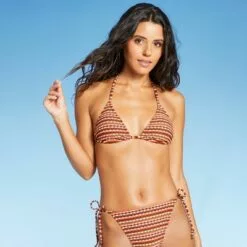 Juniors' Textured Triangle Bikini Top - Xhilaration™ Multi Stripe -Swimsuits Popular Store unnamed file 5216