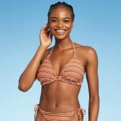 Juniors' Textured Triangle Bikini Top - Xhilaration™ Multi Stripe -Swimsuits Popular Store unnamed file 5220