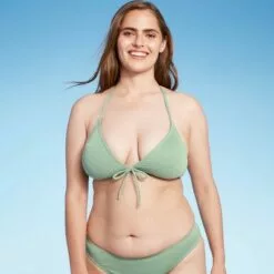 Women's Triangle Tie-Front Bikini Top - Shade & Shore™ Basil Green -Swimsuits Popular Store unnamed file 5258
