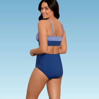 Women's Slimming Control Tie-Front Bikini Top - Beach Betty by Miracle Brands Blue 4 Women's Slimming Control Tie-Front Bikini Top - Beach Betty by Miracle Brands Blue - Image 2