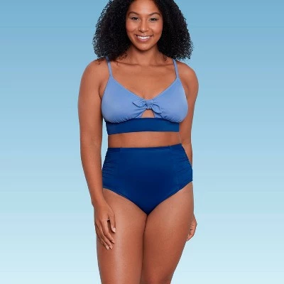 Women's Slimming Control Tie-Front Bikini Top - Beach Betty by Miracle Brands Blue 6 Women's Slimming Control Tie-Front Bikini Top - Beach Betty by Miracle Brands Blue - Image 4