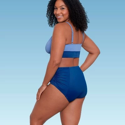 Women's Slimming Control Tie-Front Bikini Top - Beach Betty by Miracle Brands Blue 7 Women's Slimming Control Tie-Front Bikini Top - Beach Betty by Miracle Brands Blue - Image 5