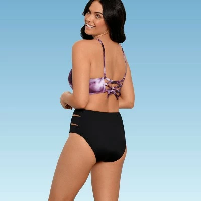 Women's Slimming Control High Neck Lace-Up Back Bikini Top - Beach Betty by Miracle Brands Purple 4 Women's Slimming Control High Neck Lace-Up Back Bikini Top - Beach Betty by Miracle Brands Purple - Image 2