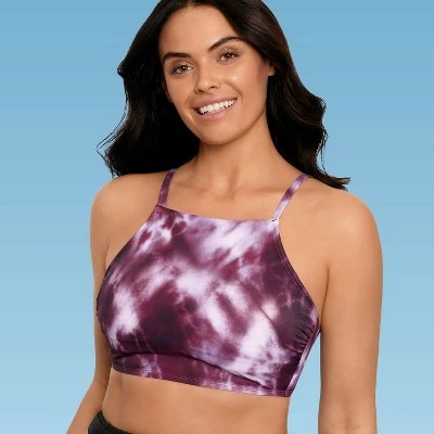 Women's Slimming Control High Neck Lace-Up Back Bikini Top - Beach Betty by Miracle Brands Purple 5 Women's Slimming Control High Neck Lace-Up Back Bikini Top - Beach Betty by Miracle Brands Purple - Image 3