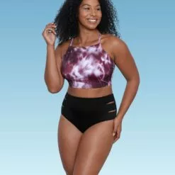 Women's Slimming Control High Neck Lace-Up Back Bikini Top - Beach Betty by Miracle Brands Purple 16 Women's Slimming Control High Neck Lace-Up Back Bikini Top - Beach Betty by Miracle Brands Purple -Swimsuits Popular Store unnamed file 5292