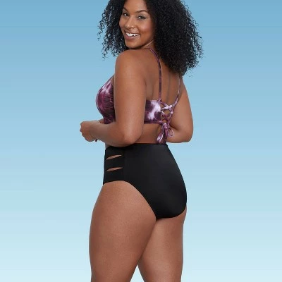 Women's Slimming Control High Neck Lace-Up Back Bikini Top - Beach Betty by Miracle Brands Purple 8 Women's Slimming Control High Neck Lace-Up Back Bikini Top - Beach Betty by Miracle Brands Purple - Image 6