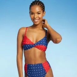 Women's Twist-Front Bikini Top - Sea Angel Red -Swimsuits Popular Store unnamed file 5309