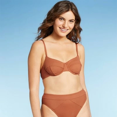 Women's Underwire Ribbed Textured Bikini Top - Sea Angel Orange 11 Women's Underwire Ribbed Textured Bikini Top - Sea Angel Orange - Image 9