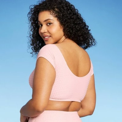 Women's Off the Shoulder Pucker Textured Top - Sea Angel Light Pink 6 Women's Off the Shoulder Pucker Textured Top - Sea Angel Light Pink - Image 4