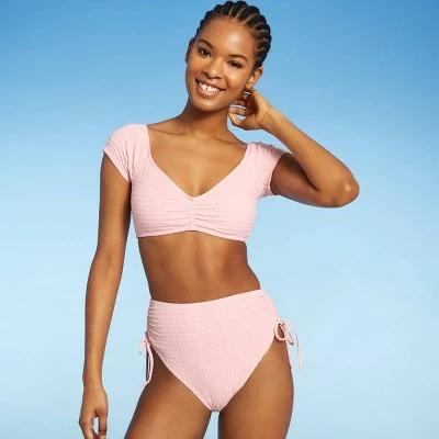 Women's Off the Shoulder Pucker Textured Top - Sea Angel Light Pink 9 Women's Off the Shoulder Pucker Textured Top - Sea Angel Light Pink - Image 7