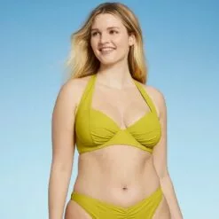 Women's Shirred Cup Halter Bikini Top - Shade & Shore™ Chartreuse 21 Women's Shirred Cup Halter Bikini Top - Shade & Shore™ Chartreuse -Swimsuits Popular Store unnamed file 5393
