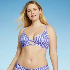 Women's Longline Keyhole Bralette Bikini Top - Shade & Shore™ Purple & White Animal Print -Swimsuits Popular Store unnamed file 5410