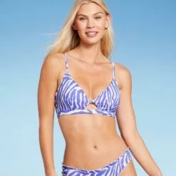 Women's Longline Keyhole Bralette Bikini Top - Shade & Shore™ Purple & White Animal Print -Swimsuits Popular Store unnamed file 5416