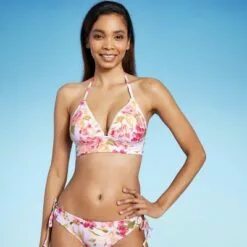 Women's Timeless Spring Shell Stitched Print Triangle Halter Bikini Top - Kona Sol™ Multi -Swimsuits Popular Store unnamed file 5465