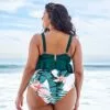Women's High Waisted Green and Floral Ruffled Plus Size Bikini - Cupshe -Swimsuits Popular Store unnamed file 548