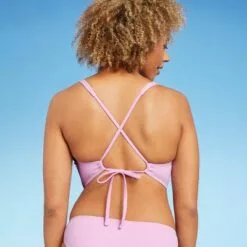 Women's Tie-Front Bralette Bikini Top - Shade & Shore™ Light Pink -Swimsuits Popular Store unnamed file 5483