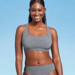 Women's Gingham Textured Bralette Bikini Top - Kona Sol™ Navy Blue -Swimsuits Popular Store unnamed file 5506