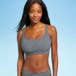 Women's Gingham Textured Bralette Bikini Top - Kona Sol™ Navy Blue -Swimsuits Popular Store unnamed file 5515