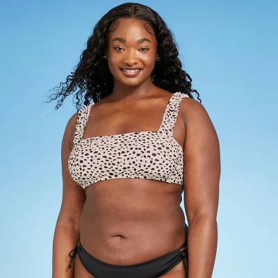Women's Square Neck Ruffle Strap Bikini Top - Kona Sol™ Animal Print 5 Women's Square Neck Ruffle Strap Bikini Top - Kona Sol™ Animal Print - Image 3