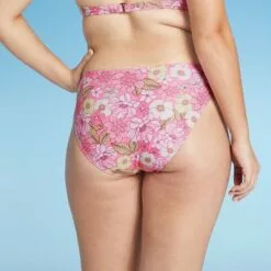 Juniors' V High Leg Bikini Bottom - Xhilaration™ Pink Floral Print